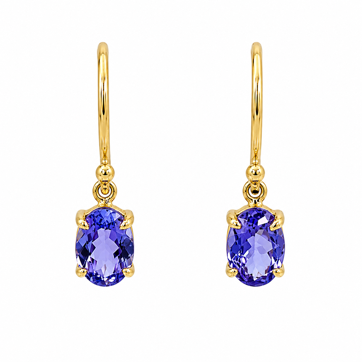 Yellow Gold & Tanzanite Drop Earrings