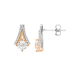 Sterling Silver Gold-Plated Two Tone CZ Drop Earring - E560