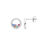 Sterling Silver CZ Multi-Coloured Earring - E575