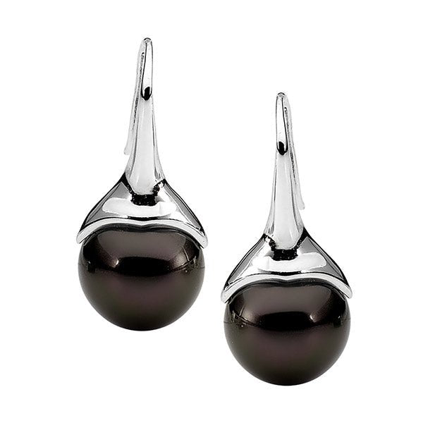 Silver & Black Agate Earrings