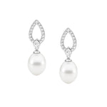 Sterling Silver CZ & Pearl Earring - E561