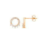 Sterling Silver Gold-Plated Open Circle CZ Earring - E567