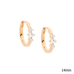 Sterling Silver Gold-Plated Trilogy CZ Earring - E570