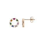 Sterling Silver Gold-Plated Coloured Stone Circle Earring - E591