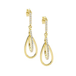 Sterling Silver Gold-Plated CZ Drop Earring - E592