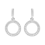 Sterling Silver CZ Open Circle Drop Earring - E470S