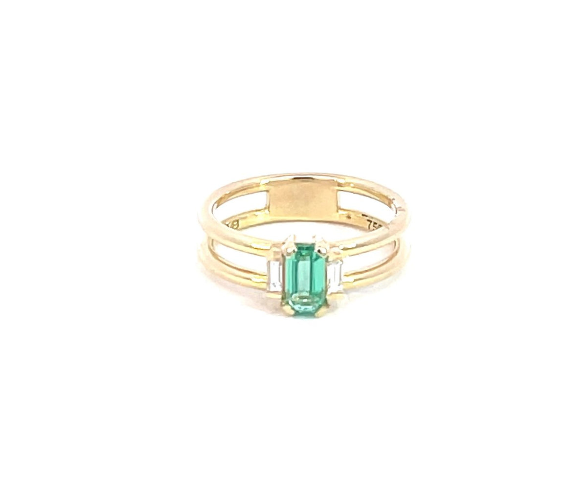 Emerald Cut Double Banded Emerald Ring - Markbridge Jewellers