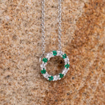 Emerald & Diamond Circle Pendant - Markbridge Jewellers