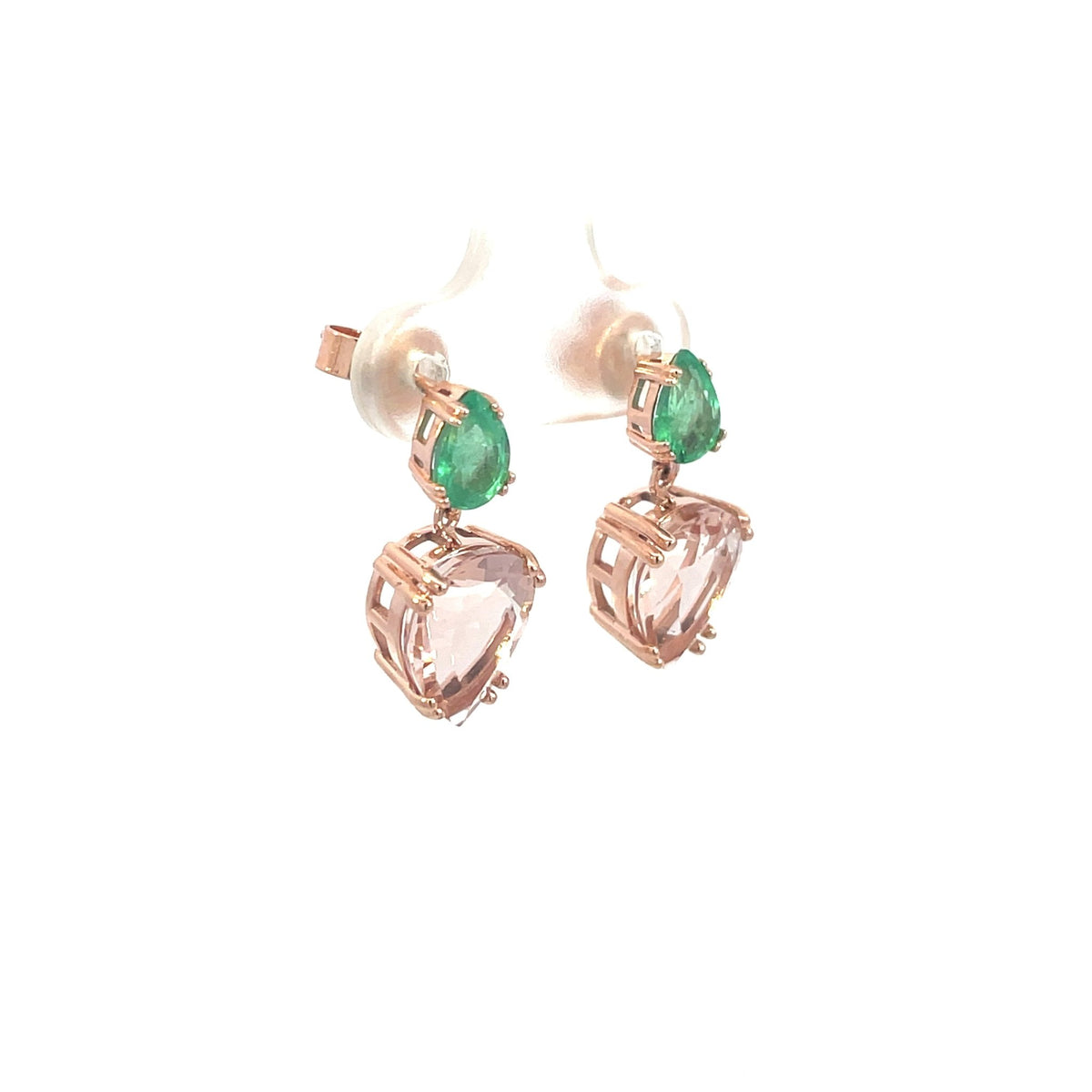 Emerald & Morganite Drop Earrings - Markbridge Jewellers