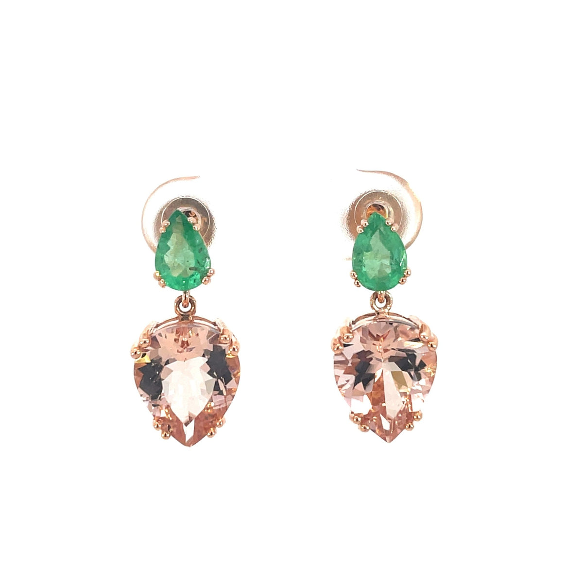 Emerald & Morganite Drop Earrings - Markbridge Jewellers