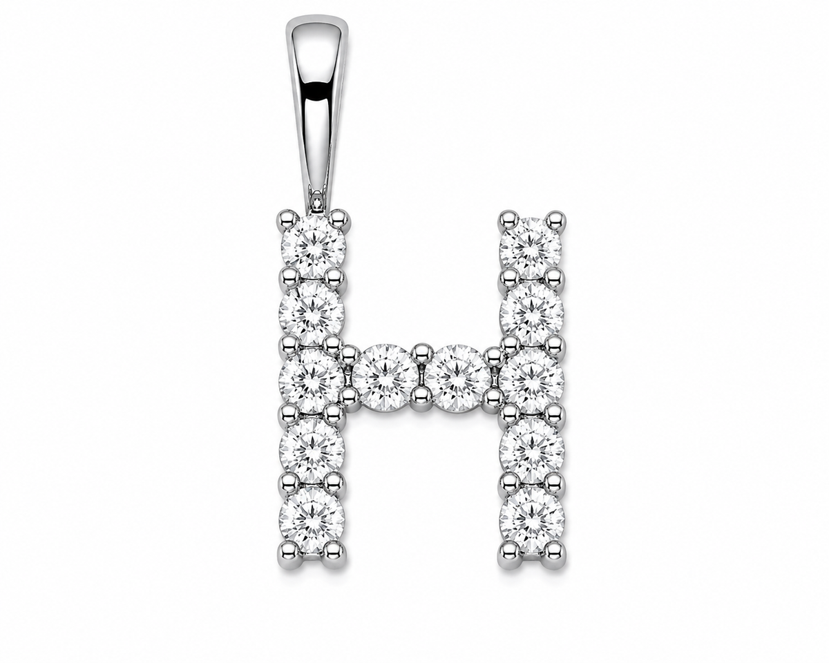 9ct White Gold 0.13ct Initial Diamond Pendants