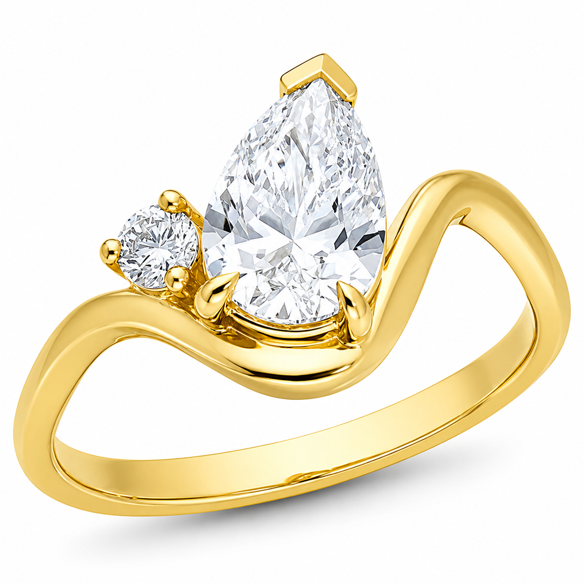 18ct Yellow Gold Pear & Brilliant Two Diamond Engagement Ring