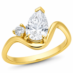 18ct Yellow Gold Pear & Brilliant Two Diamond Engagement Ring