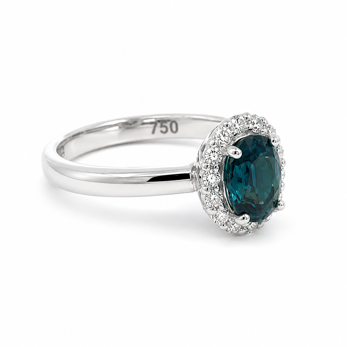 Sapphire & Diamond Halo Engagement Ring
