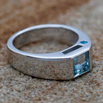 Gents White Gold & Aquamarine Ring - Markbridge Jewellers