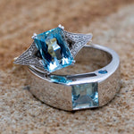 Gents White Gold & Aquamarine Ring - Markbridge Jewellers