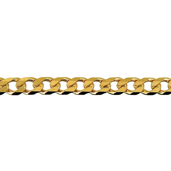 Gold Bevelled Curb Diamond Cut Chain 4.10mm - Markbridge Jewellers