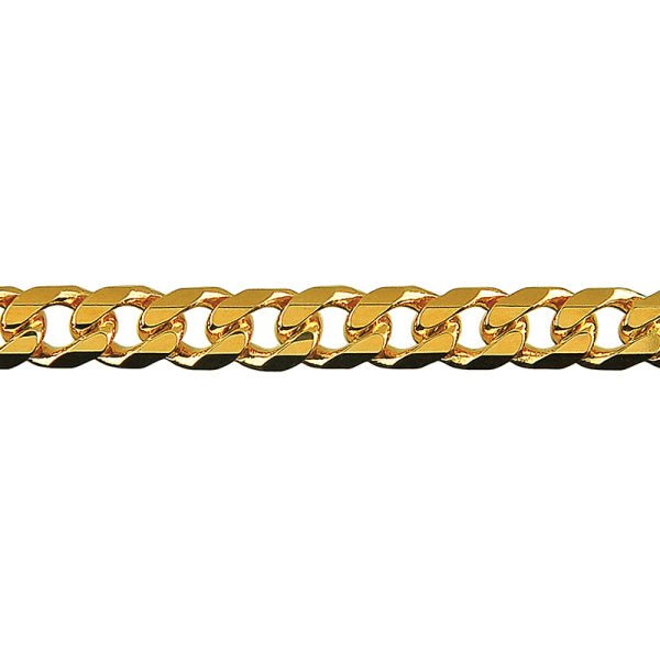 Gold Bevelled Curb Diamond Cut Chain 5.10mm - Markbridge Jewellers