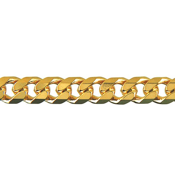 Gold Bevelled Curb Diamond Cut Chain 6.30mm - Markbridge Jewellers