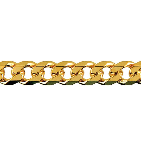 Gold Bevelled Curb Diamond Cut Chain 6.80mm - Markbridge Jewellers