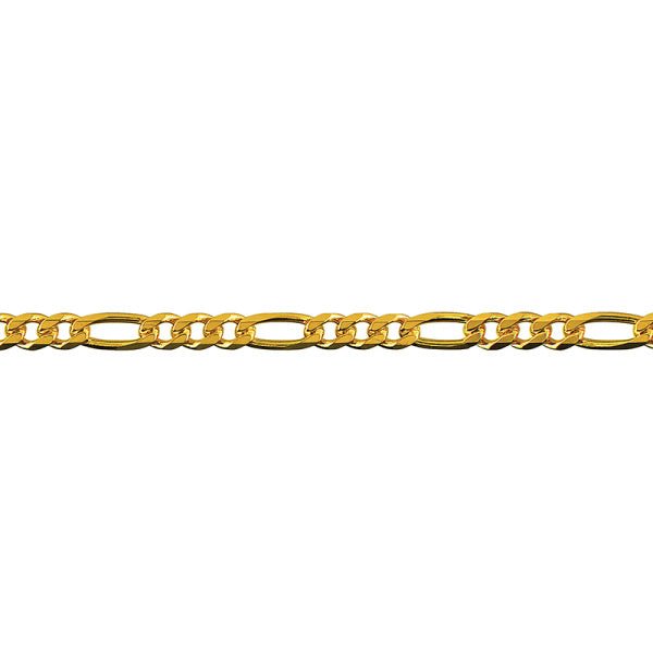 Gold Bevelled Figaro Diamond Cut 3:1 Chain 3.30mm - Markbridge Jewellers