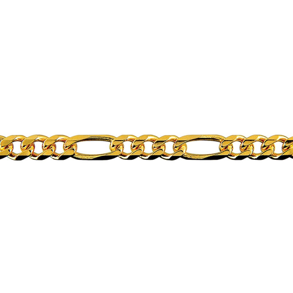 Gold Bevelled Figaro Diamond Cut 3:1 Chain 5.10mm - Markbridge Jewellers