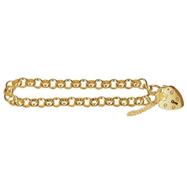 Gold Heart Padlock Belcher Bracelet 6.80mm - Markbridge Jewellers