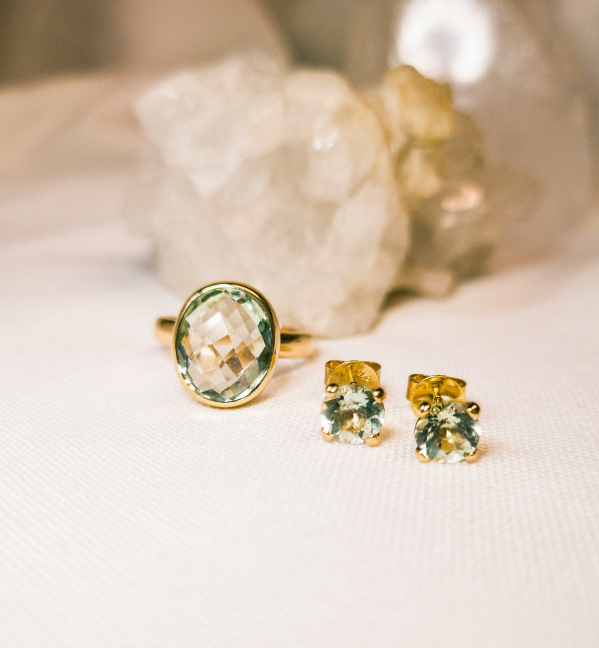 Green Amethyst Ring & Earring Set - Markbridge Jewellers