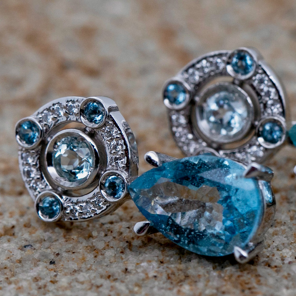 Aquamarine & Diamond 'Art Deco' Earrings