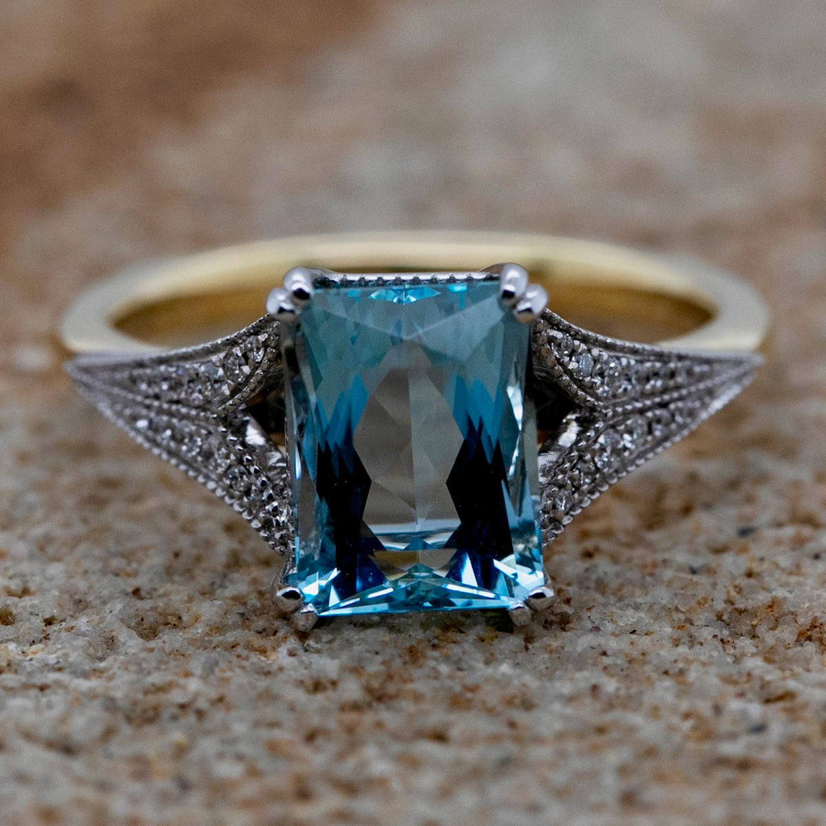 Aquamarine & Diamond Dress Ring