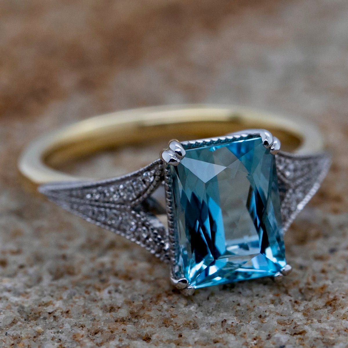 Aquamarine & Diamond Dress Ring