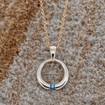 9ct Yellow Gold Sapphire Open Circle Pendant