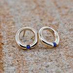 Yellow Gold & Sapphire Open Circle Earrings