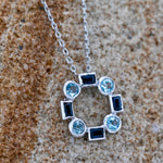 White Gold Aquamarine & Sapphire Pendant