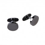 Ion Plated Brushed Black Round Stainless Steel Cufflinks - Markbridge Jewellers
