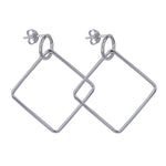 Italian Silver Geometric Drop Stud Earrings - Markbridge Jewellers