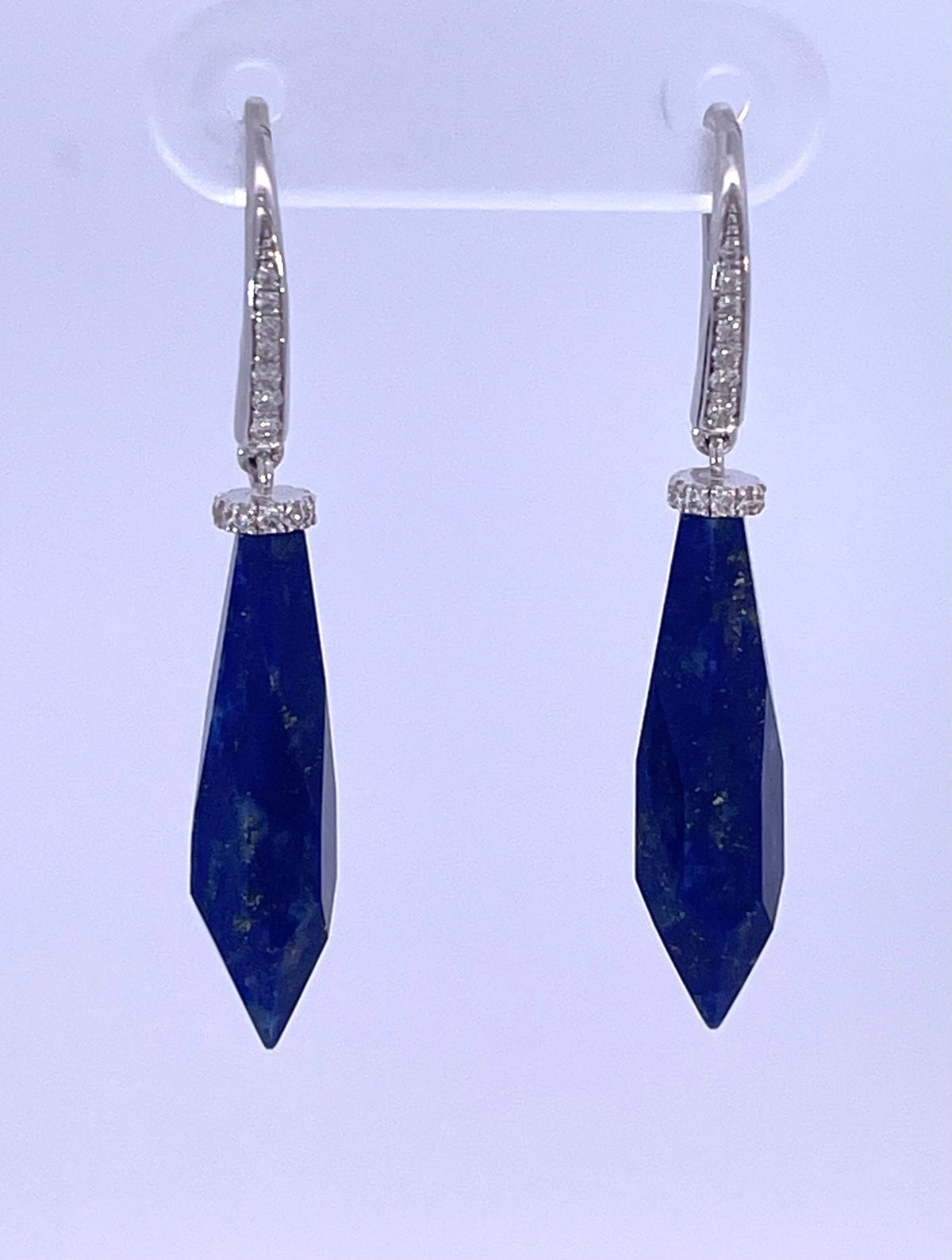 Longline Earrings - Lapis briolettes and Diamond Earrings - Markbridge Jewellers
