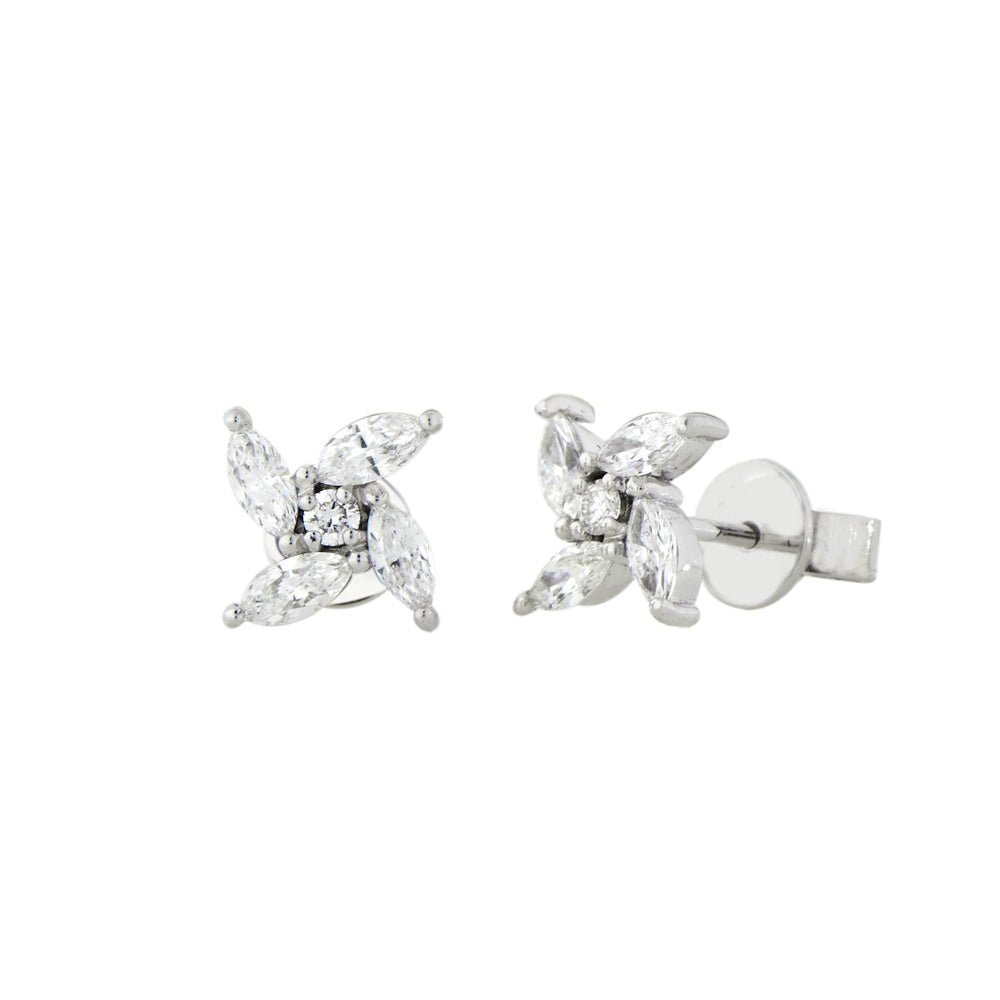 Marquise and Centre Diamond Stud Earrings - Markbridge Jewellers