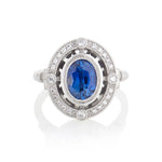 MB-LUXE Platinum Art Deco Diamonds and Sapphire Ring - Markbridge Jewellers