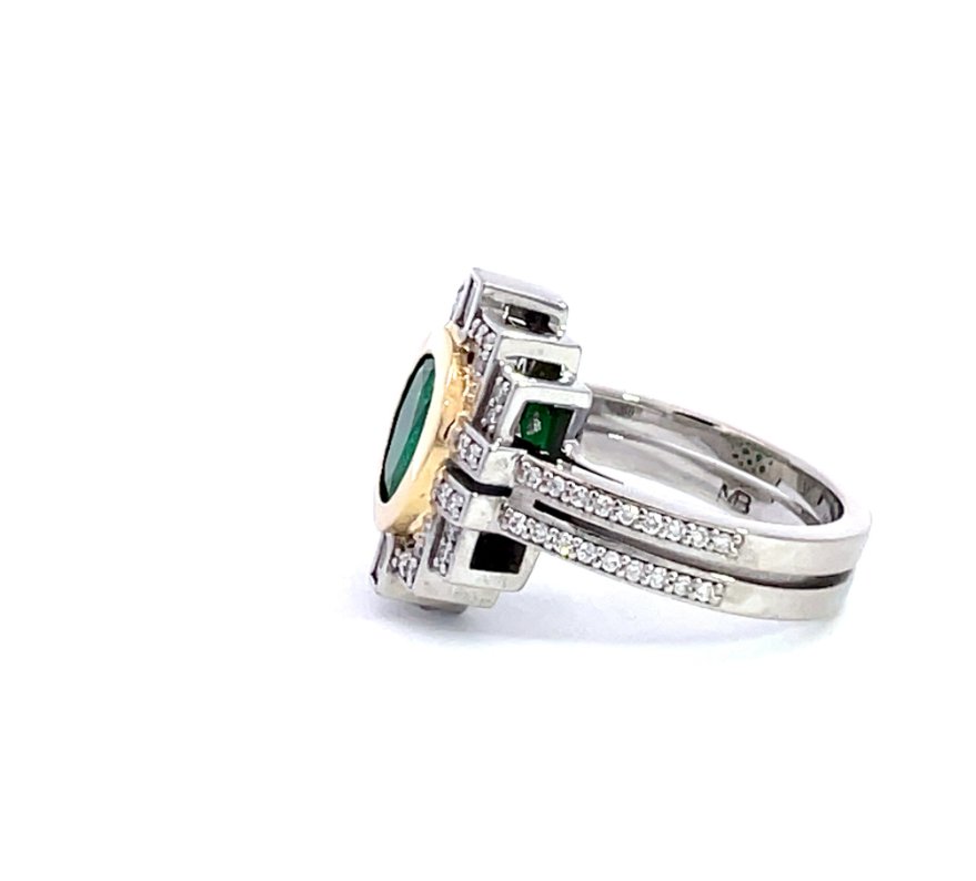 MB-Luxe "The Emerald" - Oval Natural Vivid Emerald and Diamond Ring - Markbridge Jewellers