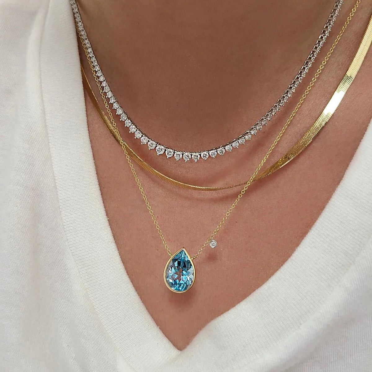 Meira T Blue Topaz & Diamond Pendant - Markbridge Jewellers