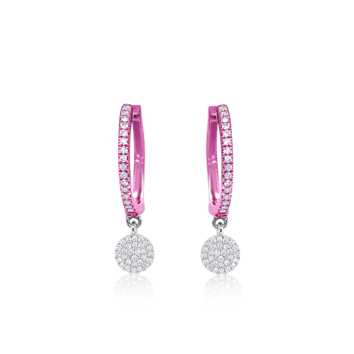 Meira T Hot Pink Diamond Hoop Earrings - Markbridge Jewellers