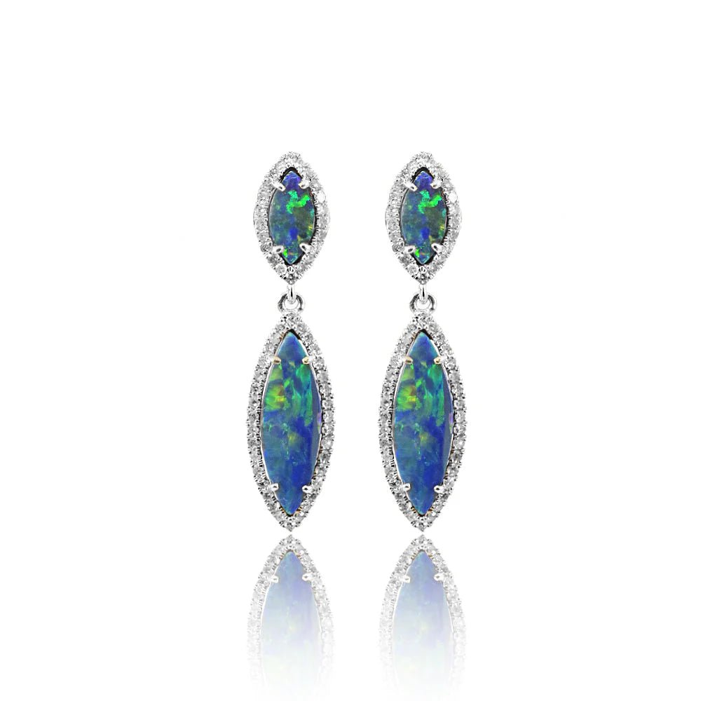 Meira T Opal & Diamond Drop Earrings - Markbridge Jewellers