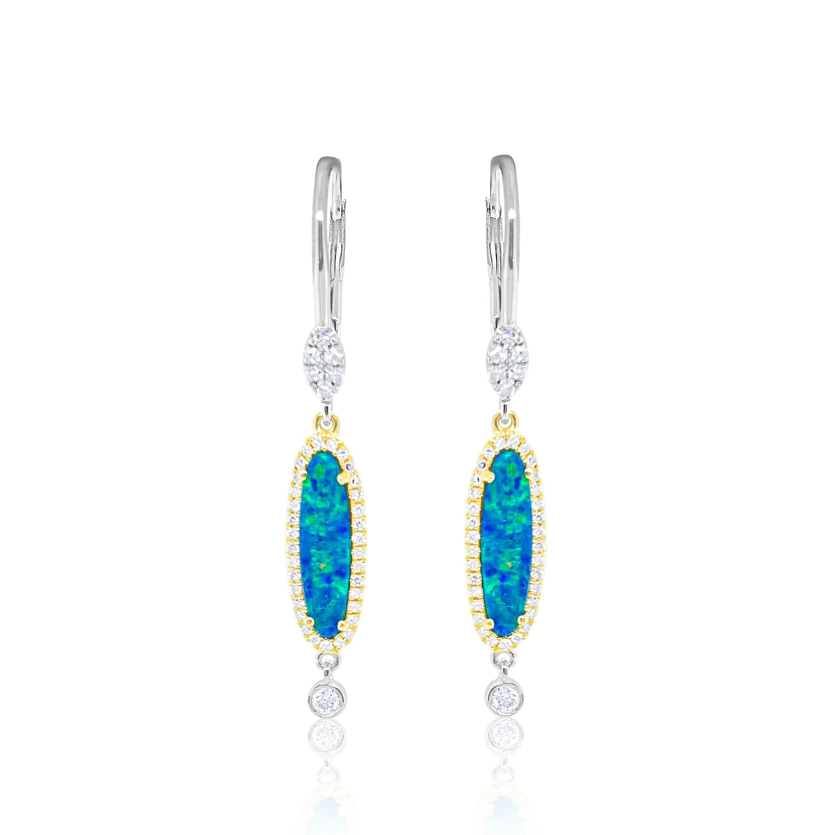 Meira T Two Tone Gold, Opal & Diamond Earrings - Markbridge Jewellers