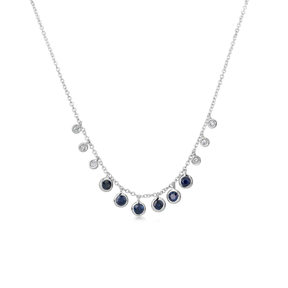 Meira T White Gold Blue Sapphire & Diamond Necklace - Markbridge Jewellers