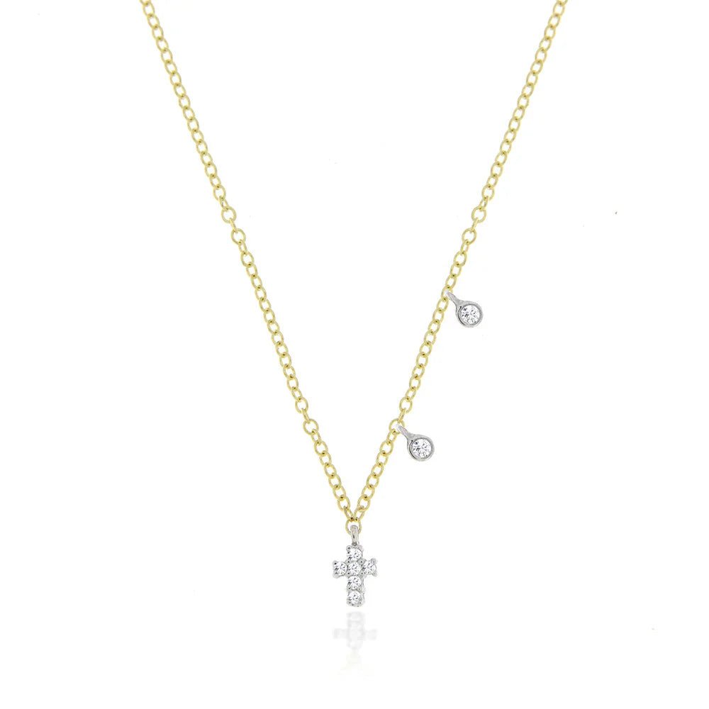 Meira T Yellow Gold & Diamond Cross Necklace - Markbridge Jewellers