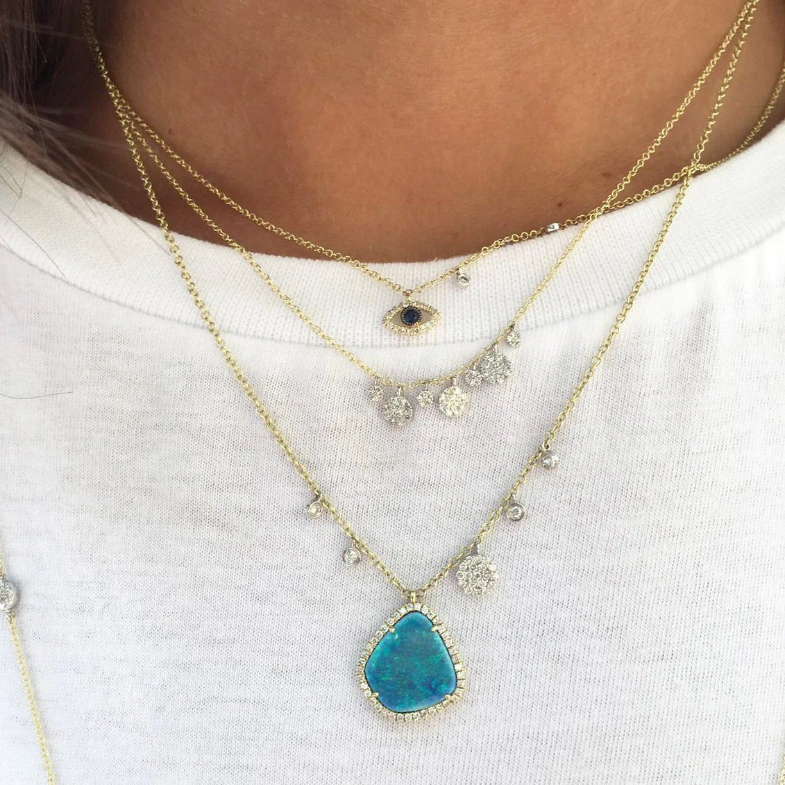 Meira T Yellow Gold, Opal & Diamond Necklace - Markbridge Jewellers