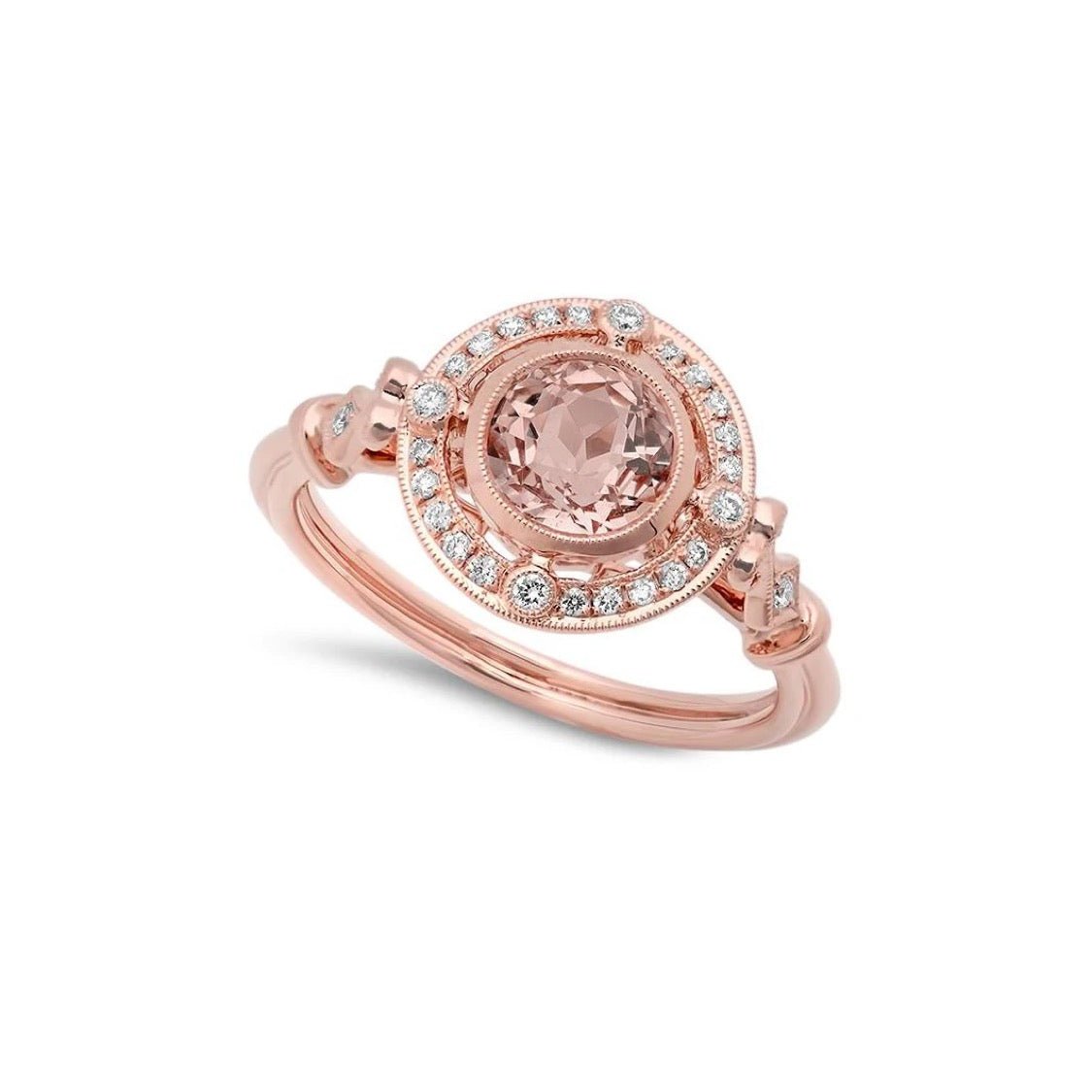 Morganite & Diamond Art Deco Ring - Markbridge Jewellers