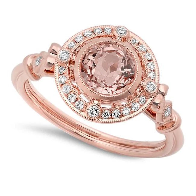 Morganite & Diamond Art Deco Ring - Markbridge Jewellers