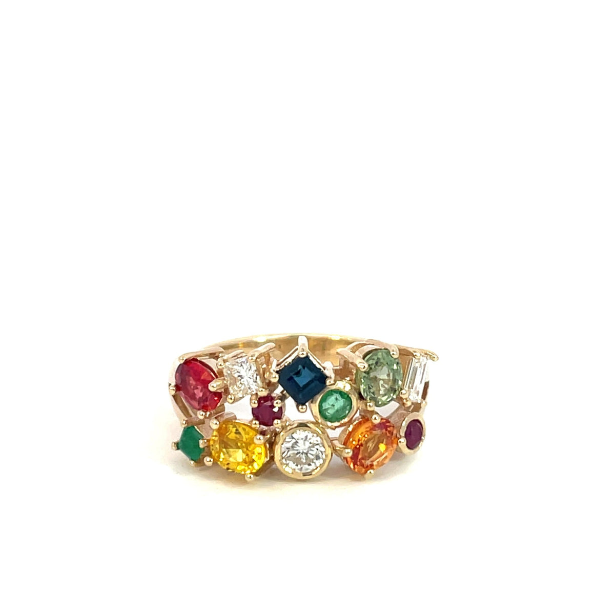 Multi Coloured Gemstone & Diamond Dress Ring - Markbridge Jewellers